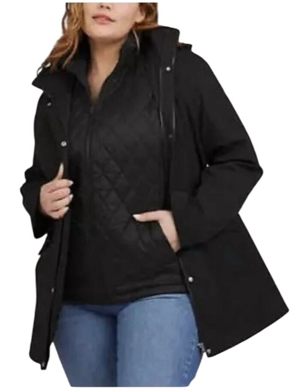 Lands End New Size Large 14-16 Back  3 in 1 Hooded Primaloft Squall Parka